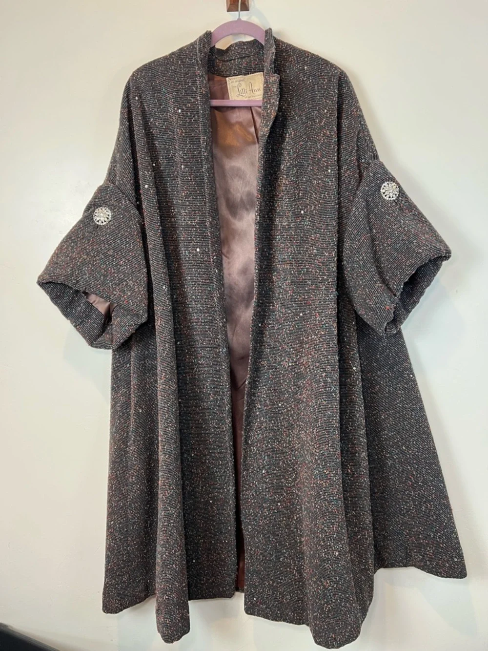 Vintage 1960s Lilli Ann Tweed Swing Coat M-XL - Picture 1 of 11